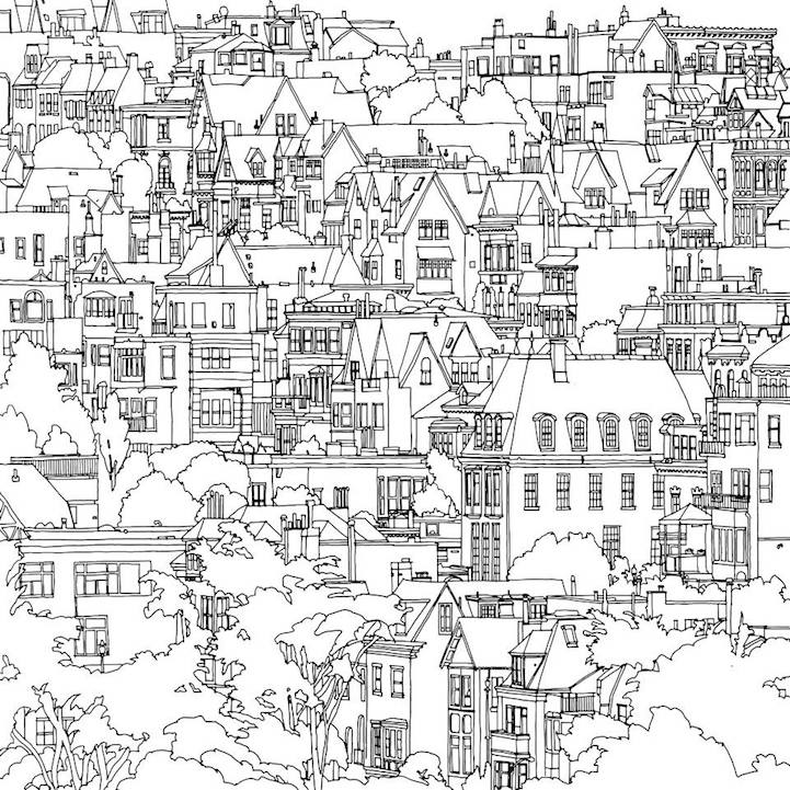721x721 Fantastic Cities An Exquisite Architectural Coloring Book