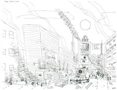 236x182 San Francisco Birds Eye View Red Sun' Ink Drawing Prints