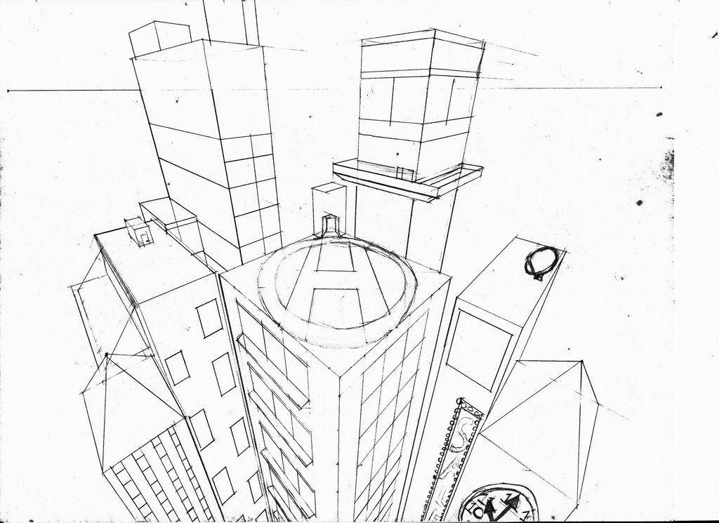 1024x745 3 Point Perspective Drawing Birds Eye View
