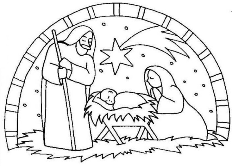 800x573 Nativity Birth Of Jesus Scene Coloring Page Nativity