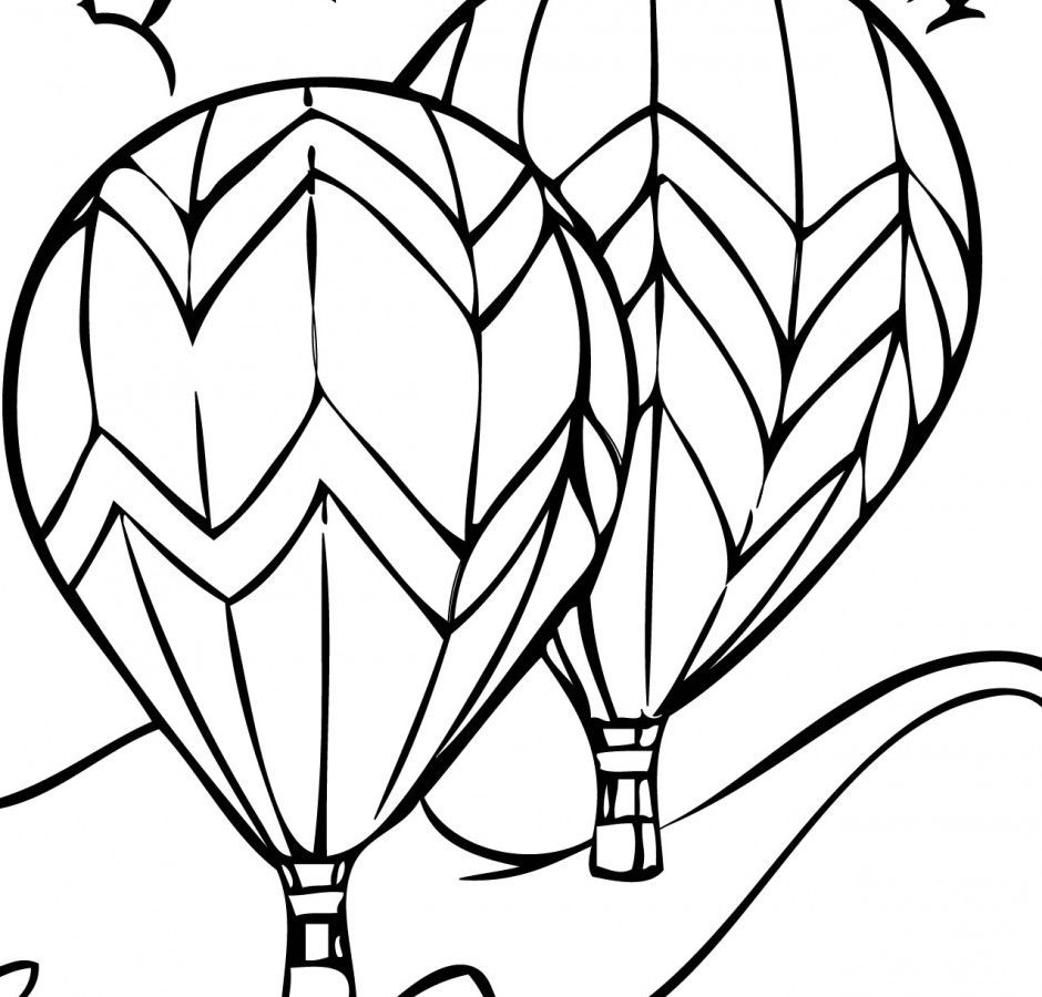 940x900 Cute Drawing Air Balloon Coloring Page Free Printable Pages