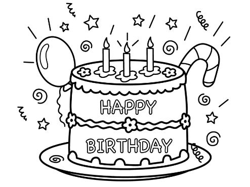 494x370 Coloring Page Birthday Cake Drawing Board Weekly