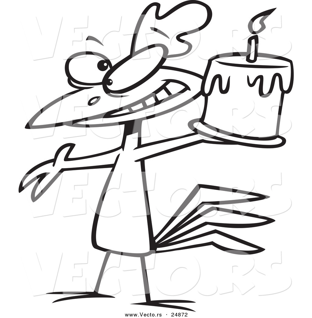 1024x1044 Vector Of A Cartoon Happy Chicken Holding A Birthday Cake