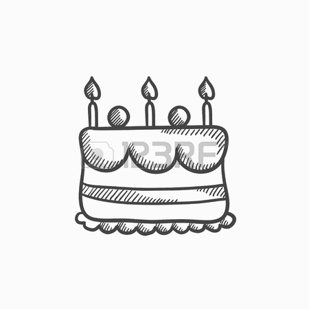 450x450 Birthday Cake With Candles Vector Sketch Icon Isolated