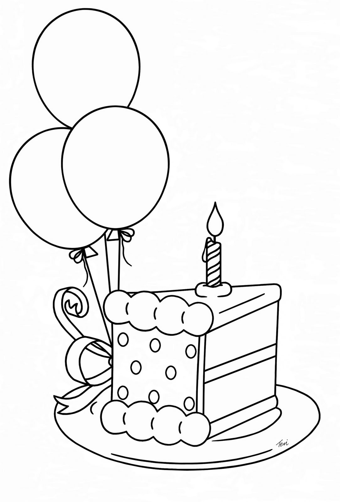 1084x1600 Happy Birthday Theme With Cake Color Illustration Drawing