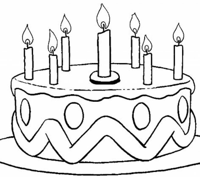 678x600 Birthday Cake Colouring Page Coloring Pages