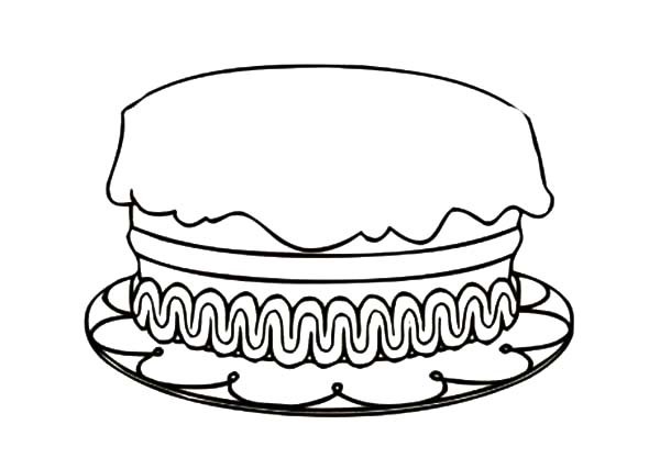 600x427 Birthday Cake No Candles Coloring Page Coloring Page For Kids