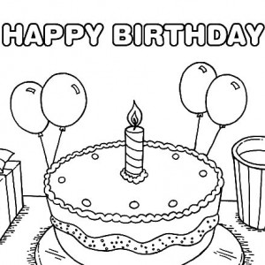 300x300 Birthday Cake And Balloons Coloring Pages