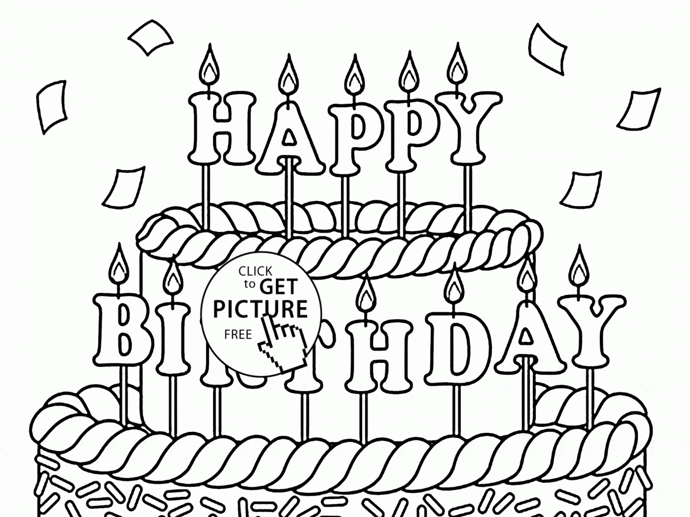 1400x1050 Big Birthday Cake Coloring Page Free Printable Surprising Happy