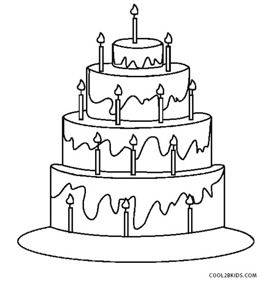 524x560 Birthday Cake Coloring Page Printable