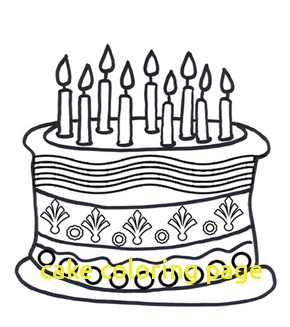 290x327 Cake Coloring Page With Happy Birthday Cake Line Coloring Page