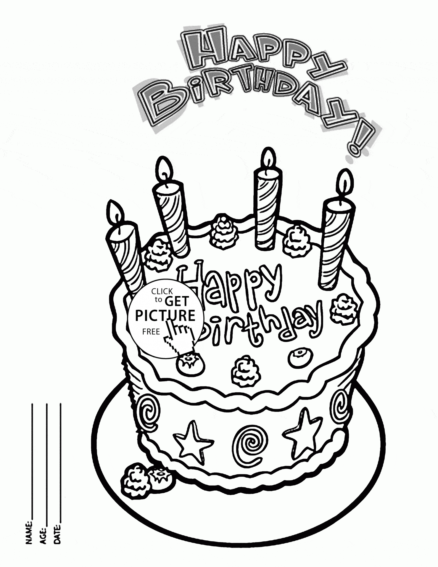 Birthday Cake Line Drawing at GetDrawings | Free download