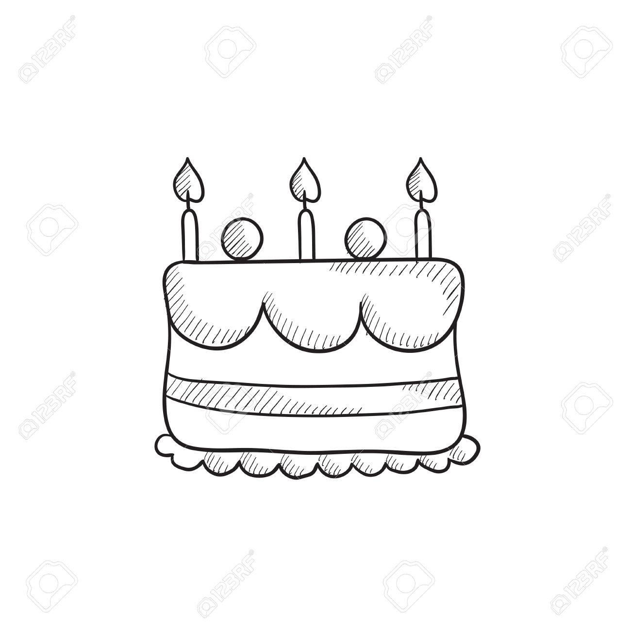 1300x1300 Birthday Cake With Candles Vector Sketch Icon Isolated