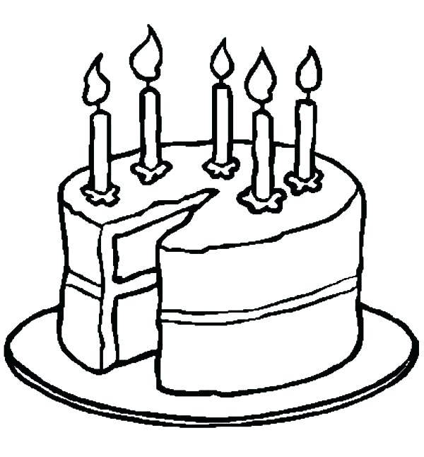 600x646 Coloring Page Birthday Cake Coloring Pages Birthday Cake Coloring