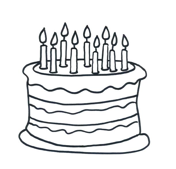 612x588 Coloring Page Birthday Cake Happy Birthday Cake With Four Candles