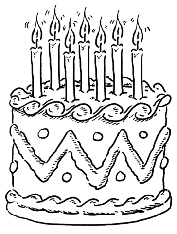 364x480 Decorated Birthday Cake Coloring Page Free Printable Coloring Pages
