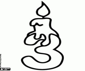 300x250 Number Three With A Birthday Candle Coloring Page Printable Game