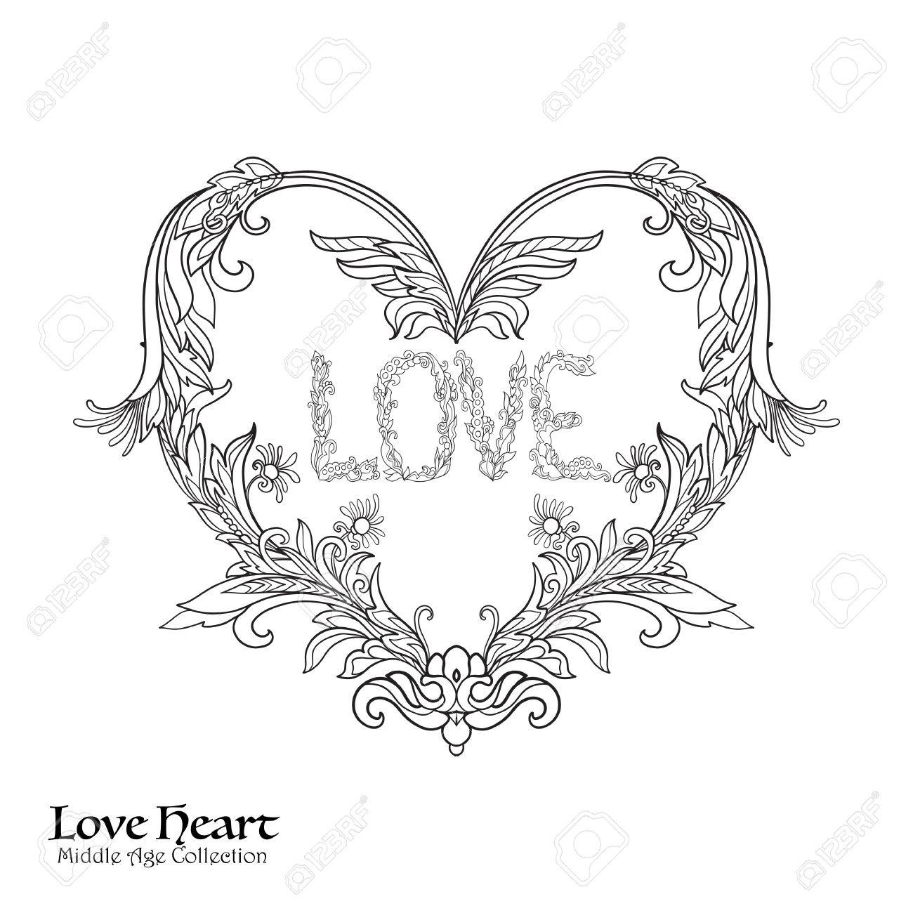 1300x1300 Decorative Love Heart In Rococo, Victorian, Renaissance, Baroque