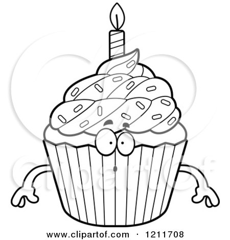 450x470 Cartoon Of A Birthday Cupcake Mascot Holding A Sign