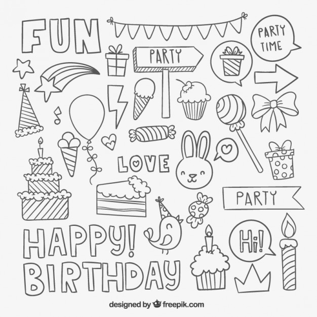 626x626 Sketchy Birthday Party Elements Vector Free Download
