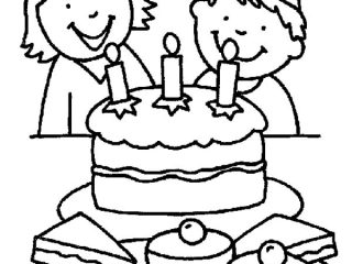 320x240 Birthday Drawing For Kids Two Kids Smiling Birthday Party Coloring