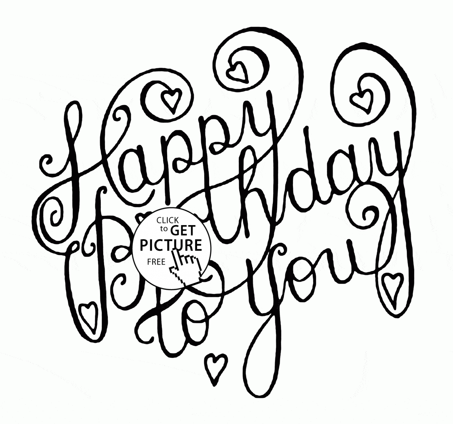 1480x1388 Happy Birthday To You Card Coloring Page For Kids, Holiday