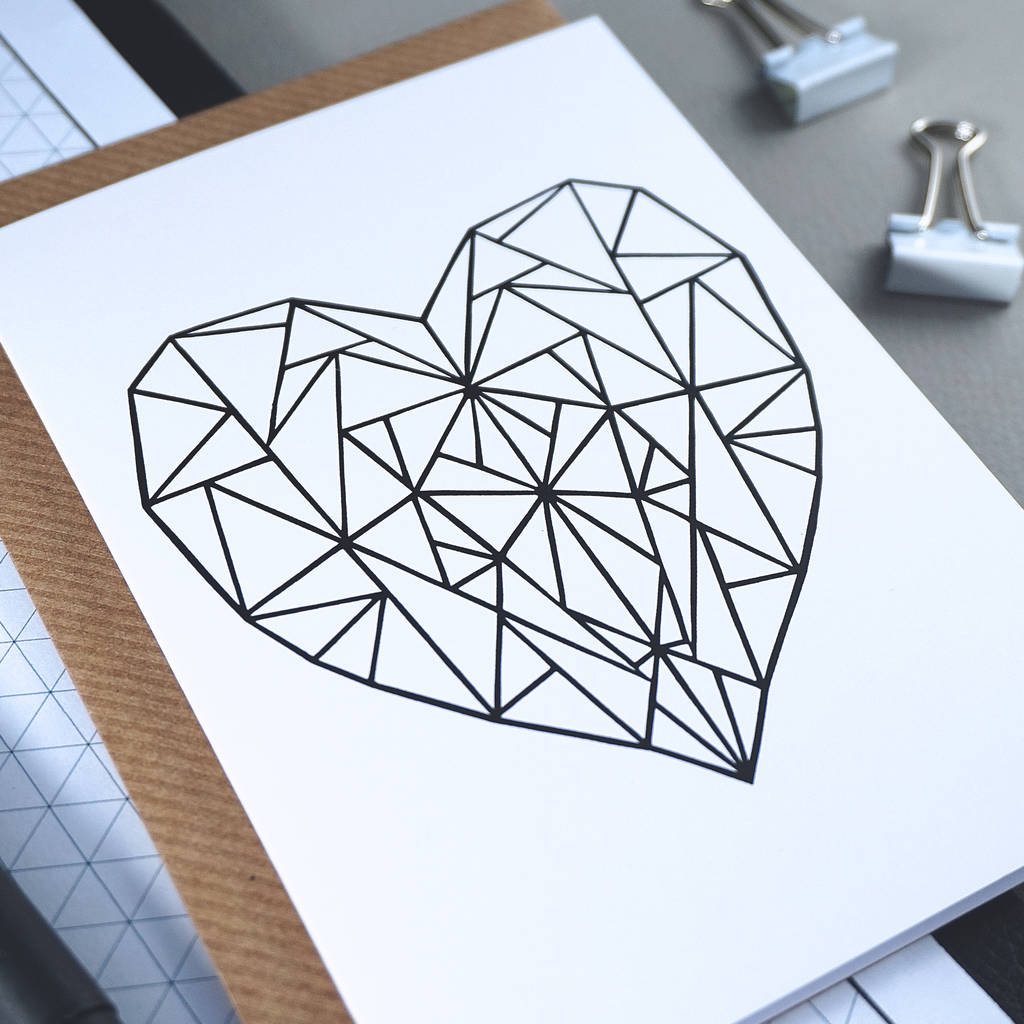 1024x1024 Geometric Heart Scandinavian Style Birthday Card By Rich