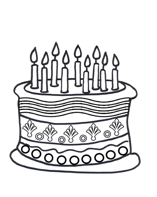 600x751 Unique Birthday Cake Coloring Pages 46 About Remodel Gallery