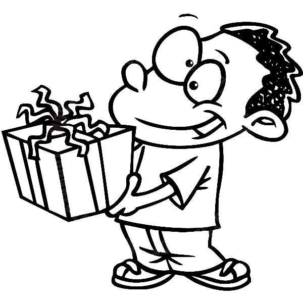 600x600 Birthday Boy Bring Gift From Friend Coloring Pages Best Place