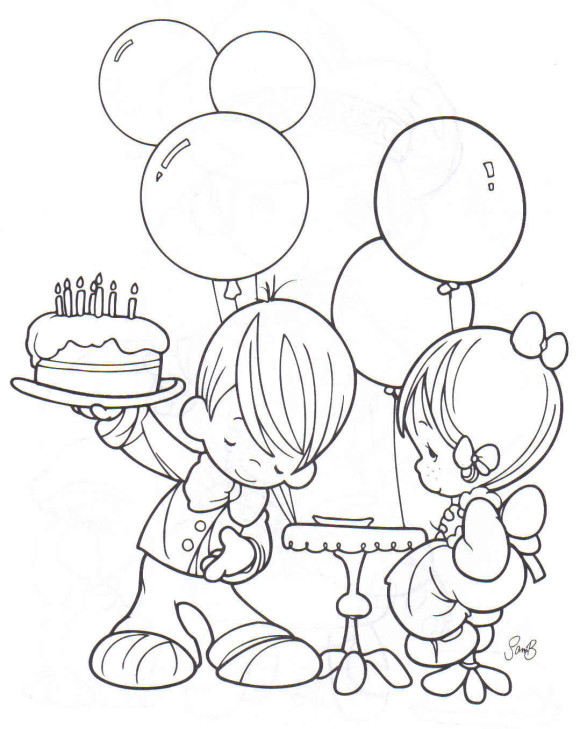 580x729 Boy And Girl Free Birthday Coloring Pages 00 Free