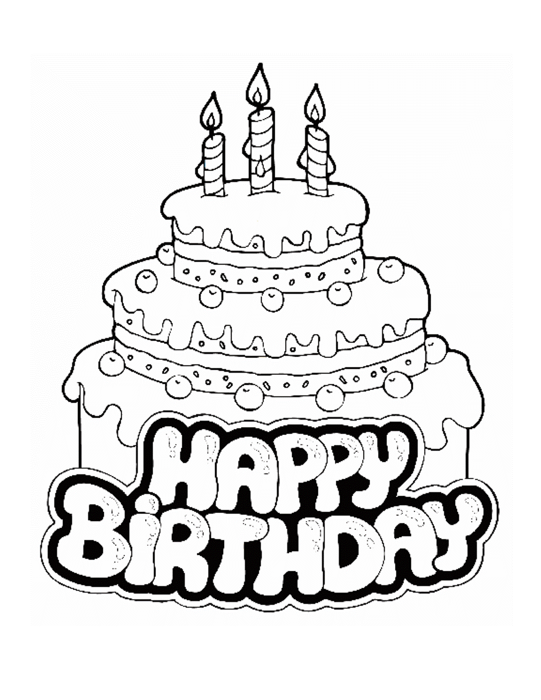 1089x1408 Birthday Cake Coloring Pages