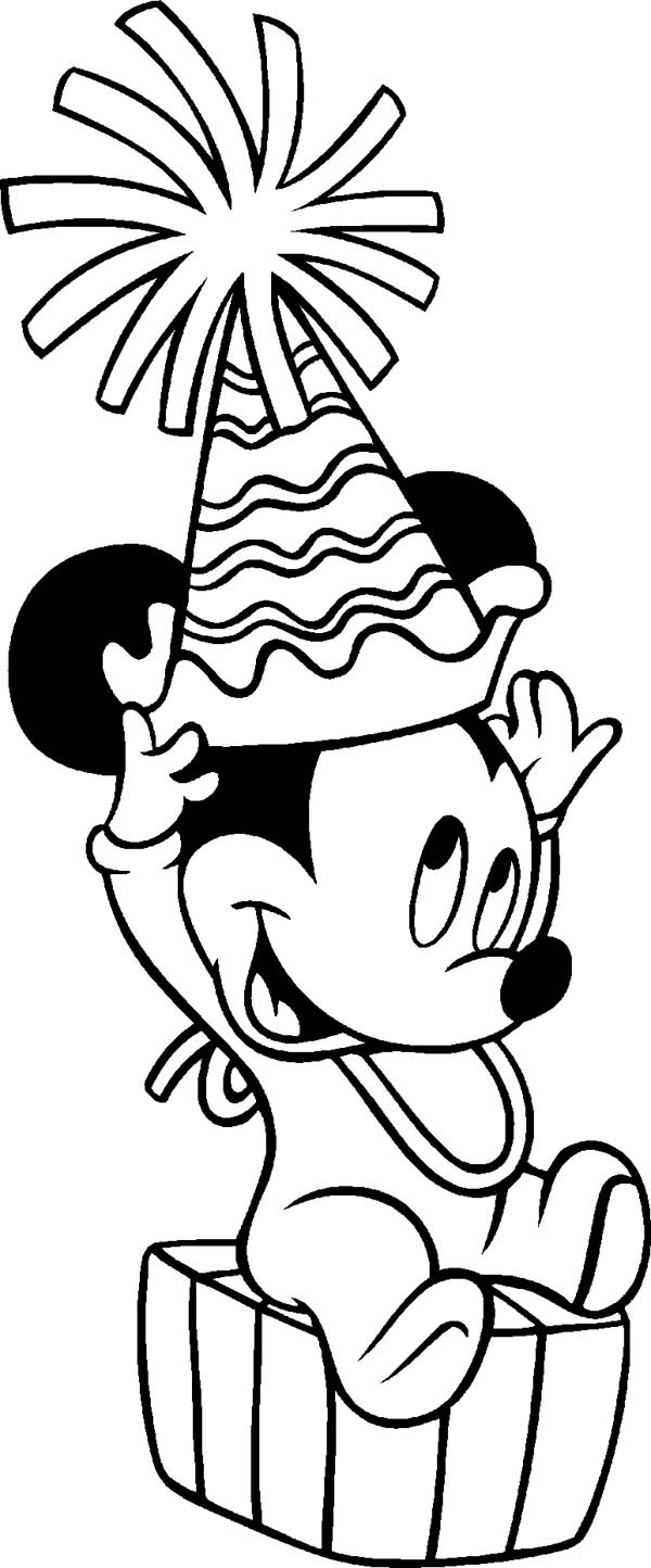 600x1444 Baby Mickey Mouse Birthday Hat Coloring Page Color Luna
