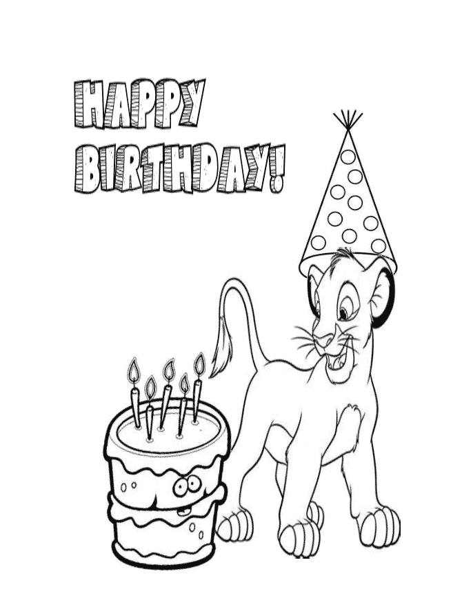 670x867 Lion King And Birthday Hat Coloring Page H Amp M Coloring Pages