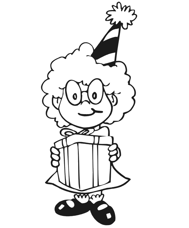 660x793 Birthday Coloring Page A Girl With Hat Holding A Gift