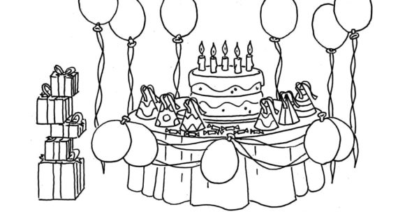 570x320 Birthday Party Scene For Drawing Birthday Party Coloring Pages