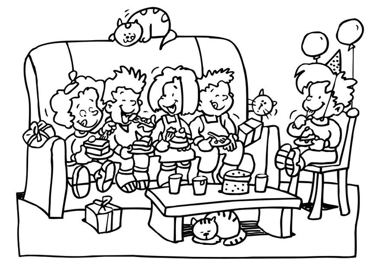 750x530 Coloring Page Birthday Party
