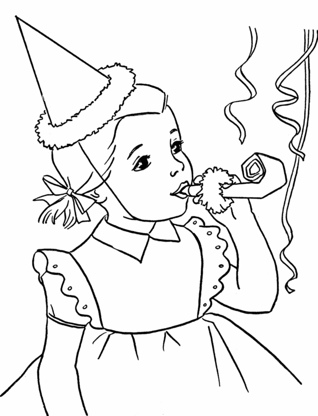 627x820 Birthday Coloring Pages Birthday Party Horn Coloring Page