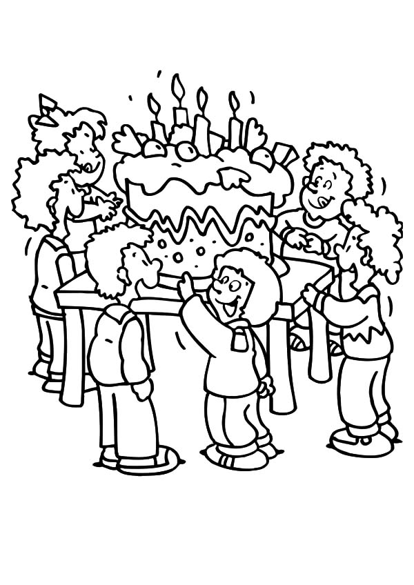 600x848 Giant Birthday Cake For Birthday Party Coloring Pages