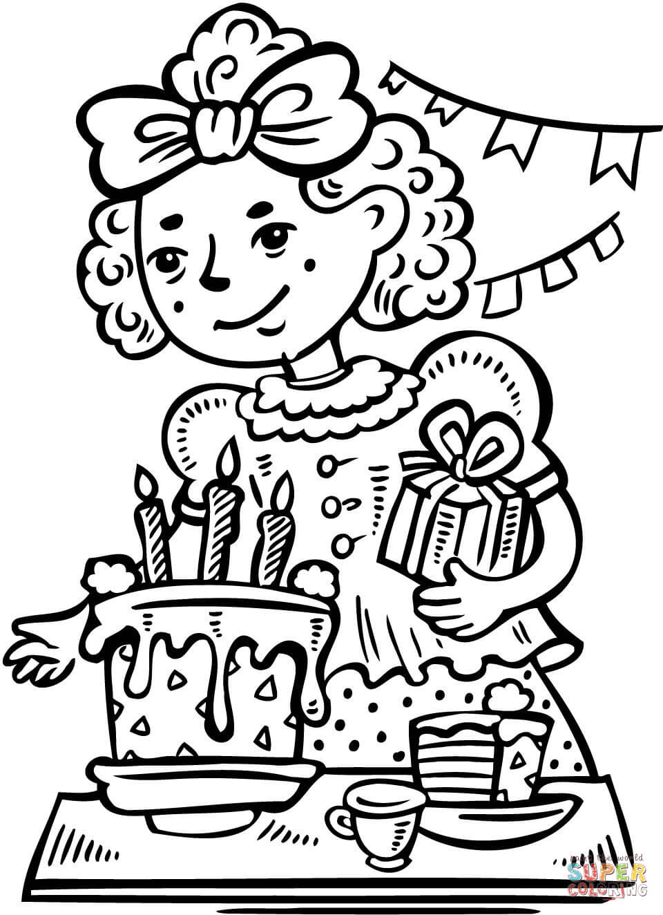 960x1324 Girl Has A Birthday Party Coloring Page Free Printable Coloring