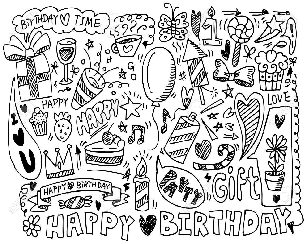 1300x1035 Hand Draw Birthday Element Royalty Free Cliparts, Vectors,