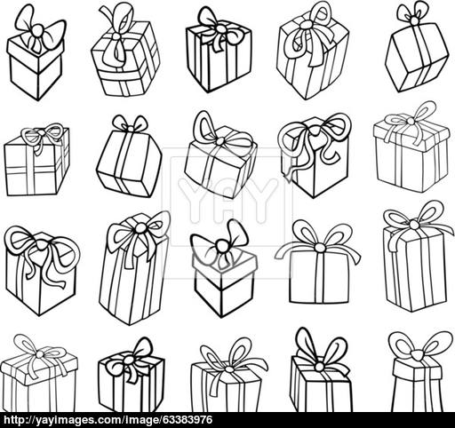512x482 Christmas Or Birthday Gifts Coloring Page Vector