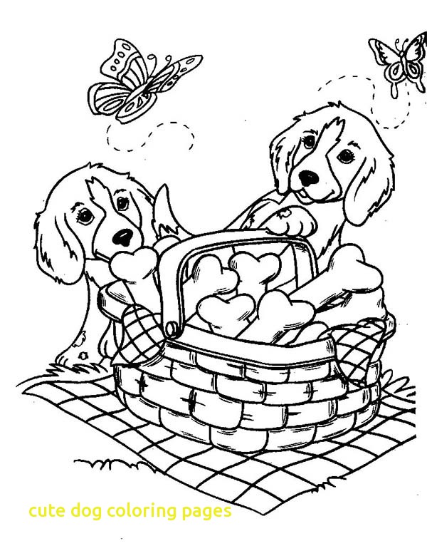 600x773 Cute Dog Coloring Pages Two Cute Dognd Butterflies