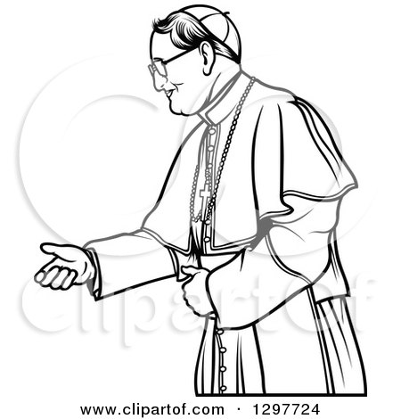 450x470 Clipart Of A Black And White Bishop Holding Out His Hand