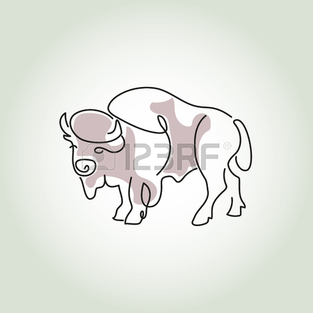 450x450 Bison In Minimal Style Vector Line Royalty Free Cliparts, Vectors