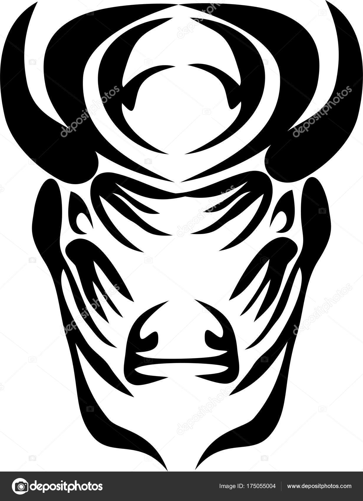 1232x1700 Bison Stylized Black White Vector Illustration Stock Vector