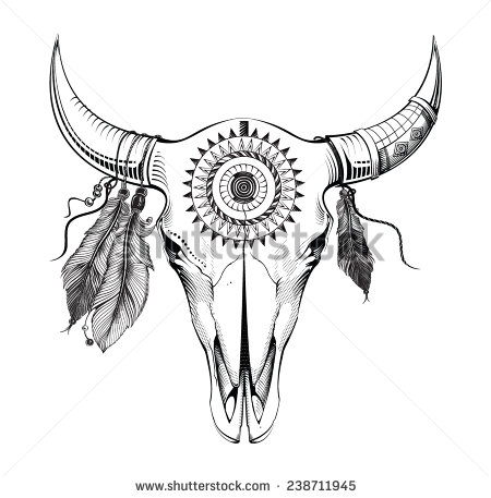 450x457 Cow Skull Drawing