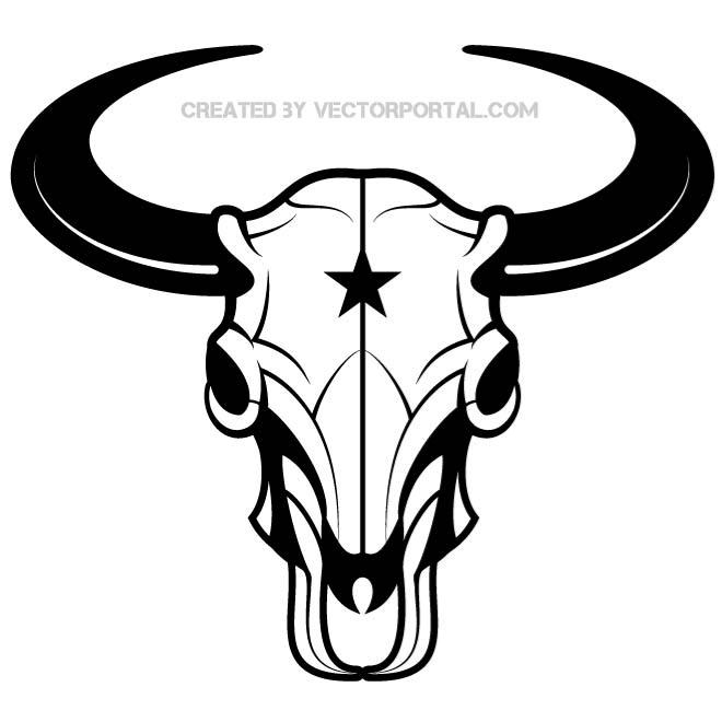 660x660 Vector Illustration Of Bison's Skull By Vectorportal