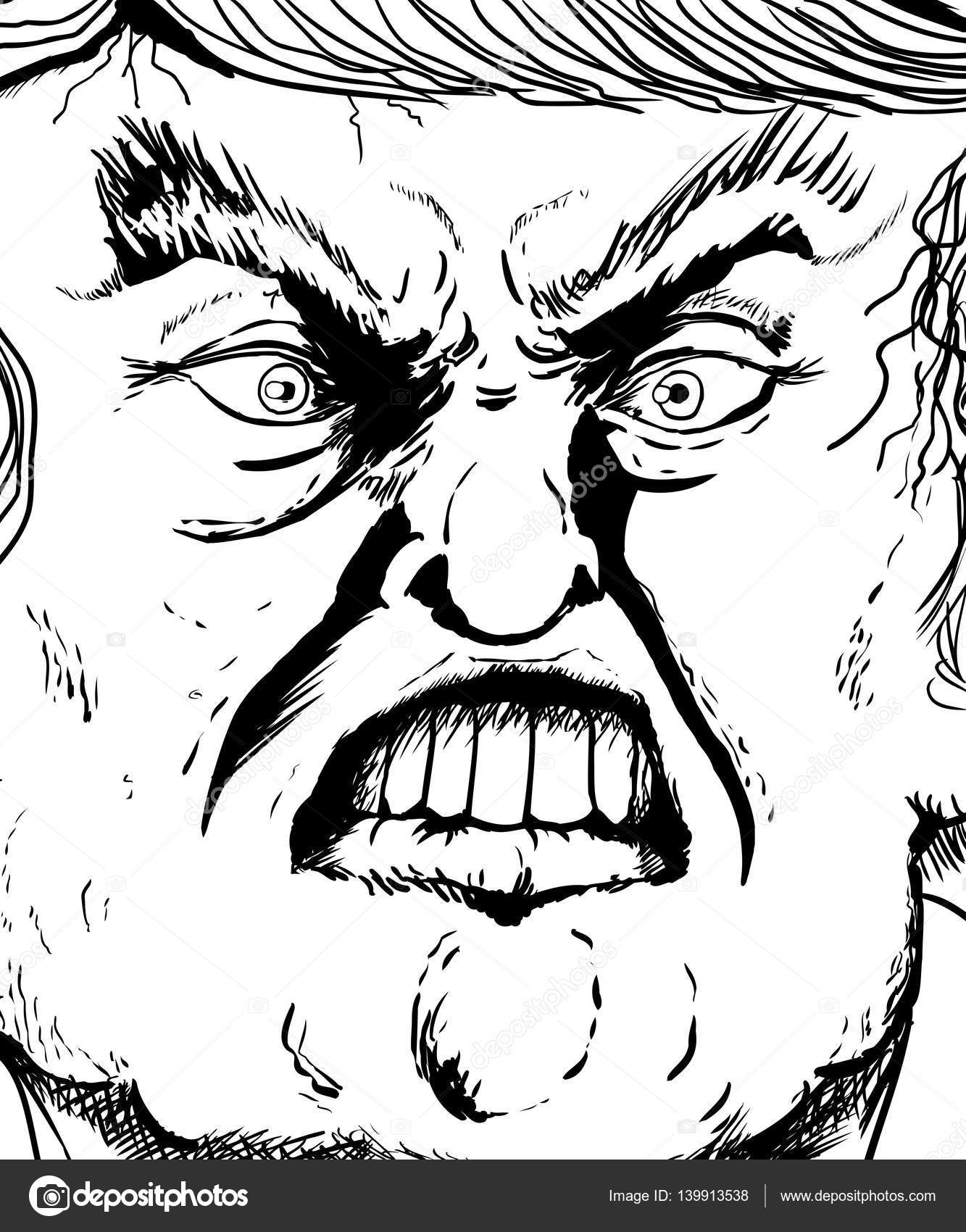 1333x1700 Extreme Close Up Outline On Donald Trump Biting Lip Stock Vector