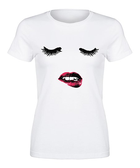 452x543 White Eyelashes Amp Biting Lip Fitted Tee Zulily