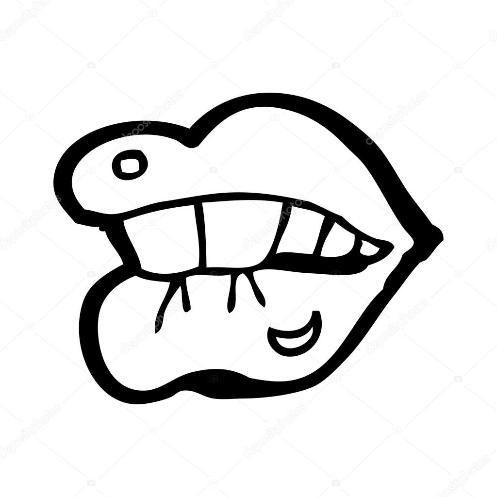 1024x1024 Biting Lip Cartoon Stock Vector Lineartestpilot